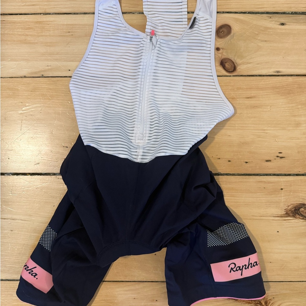 Rapha Striped Cycling Bib in White and Pink